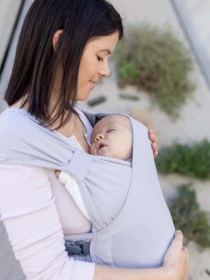 Mum looking down on baby in boba bliss carrier