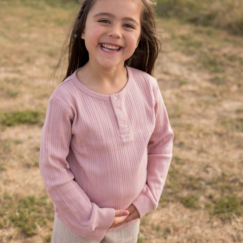 Merino Cotton Henley Top - Tekapo Marl