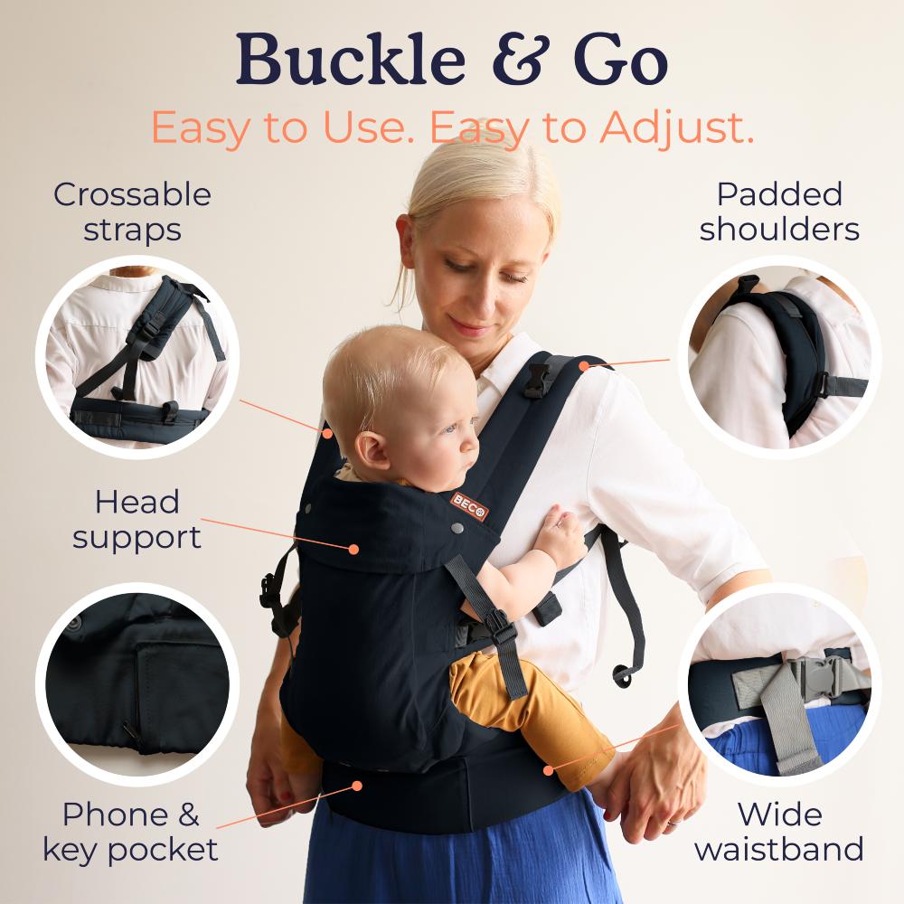 Beco Baby Carrier features including comfortable straps and supportive wide waistband