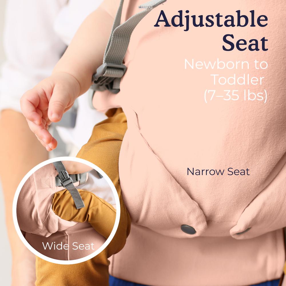 Beco Gemini showing the adjustable seat on the narrow and wide setting