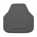 A dark gray fabric lumbar support pillow with a stitched rectangular patch on the front, shown against a plain white background.