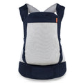 Navy blue and white mesh Toddler Carrier backpack on a white background
