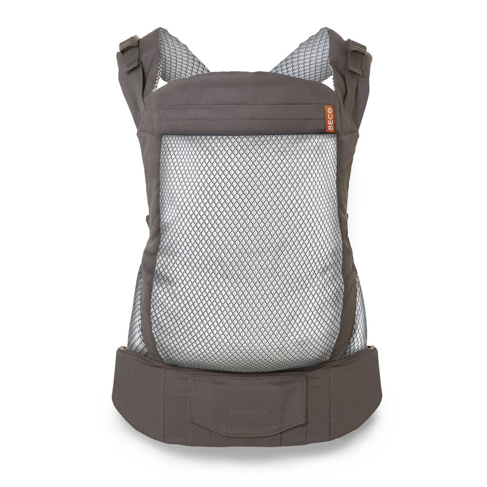 Dark Grey mesh Beco Toddler carrier with mesh back on a white background
