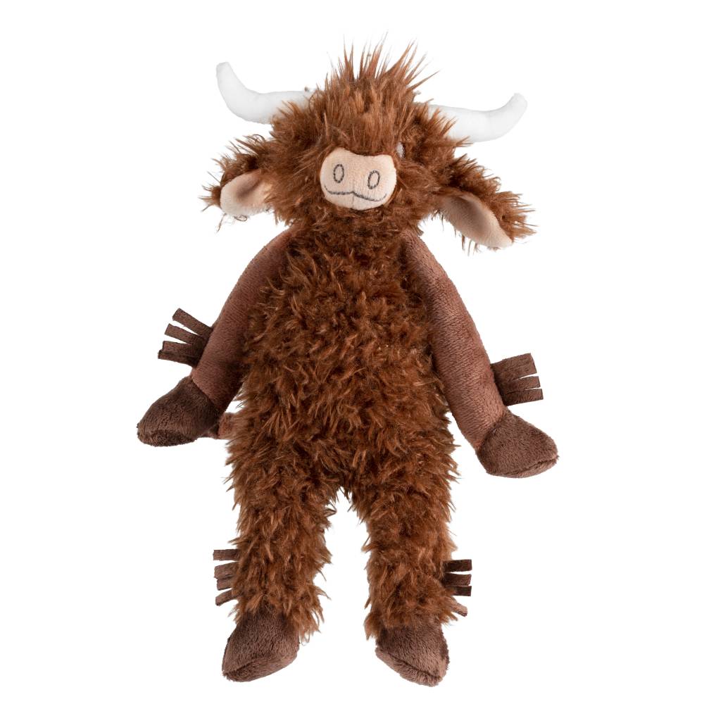 A brown Happy Horse Cow Cody soft toy on a white background. 