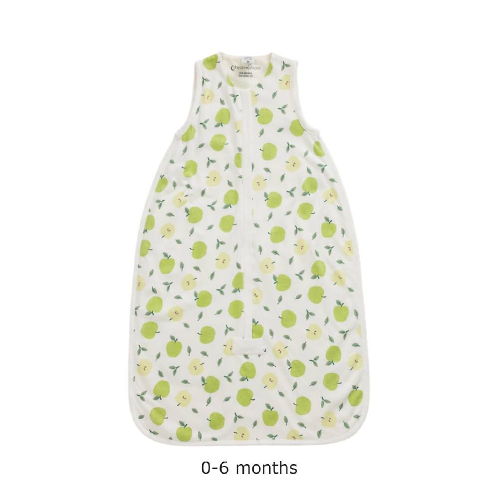 Apples print baby sleeping bag on a white background