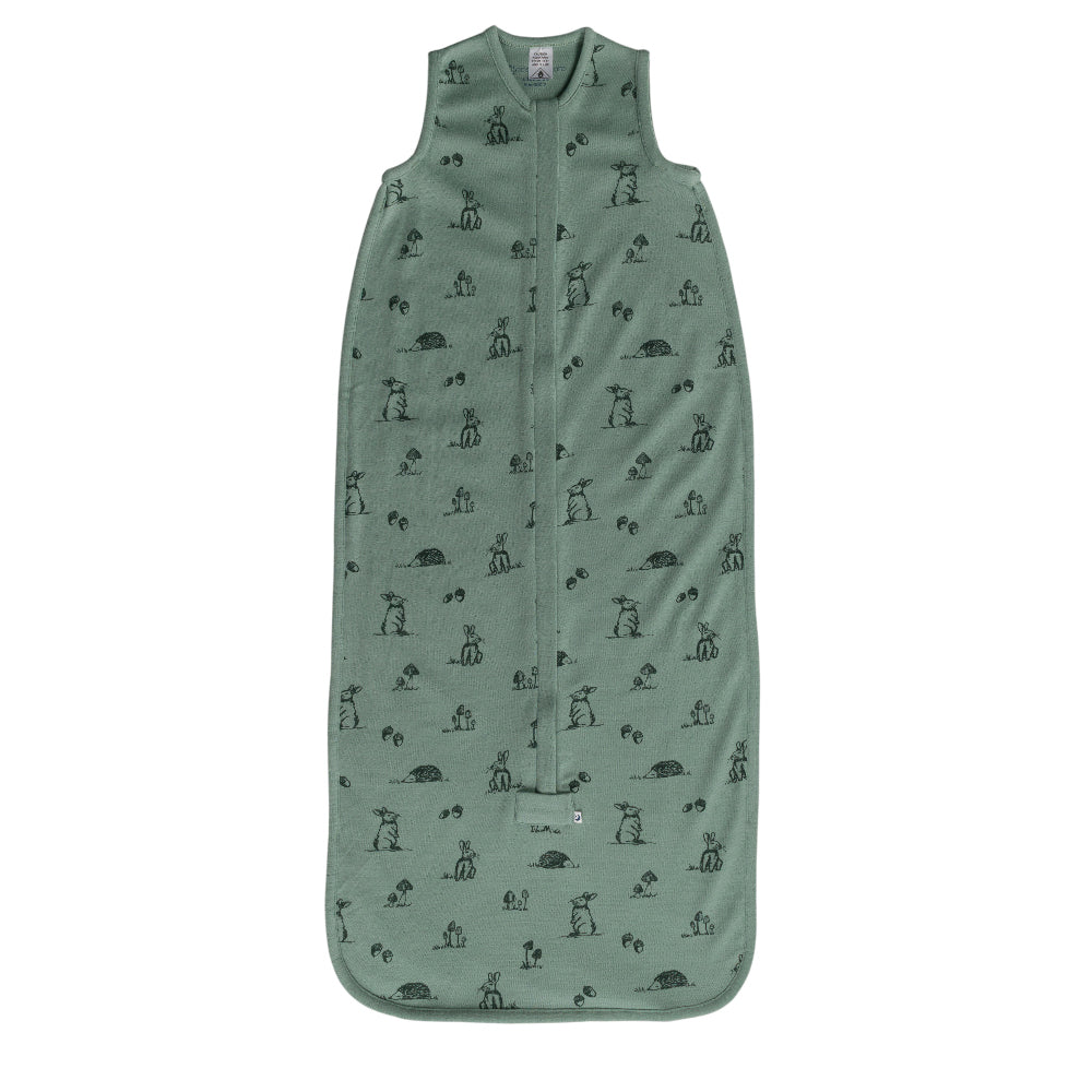 Green Forest Print Merino Sleeping Bag on a white background
