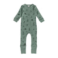 Green Forest print merino zipsuit on a white background