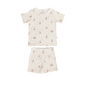Cotton Short Sleeve Pyjamas on a cream oat print on a white background