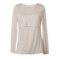Cream breastfeeding merino top on a white background