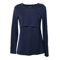 Navy breastfeeding merino top on a white background