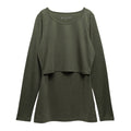 Green breastfeeding merino top on a white background