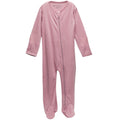 Pink footed merino zipsuit on a white background