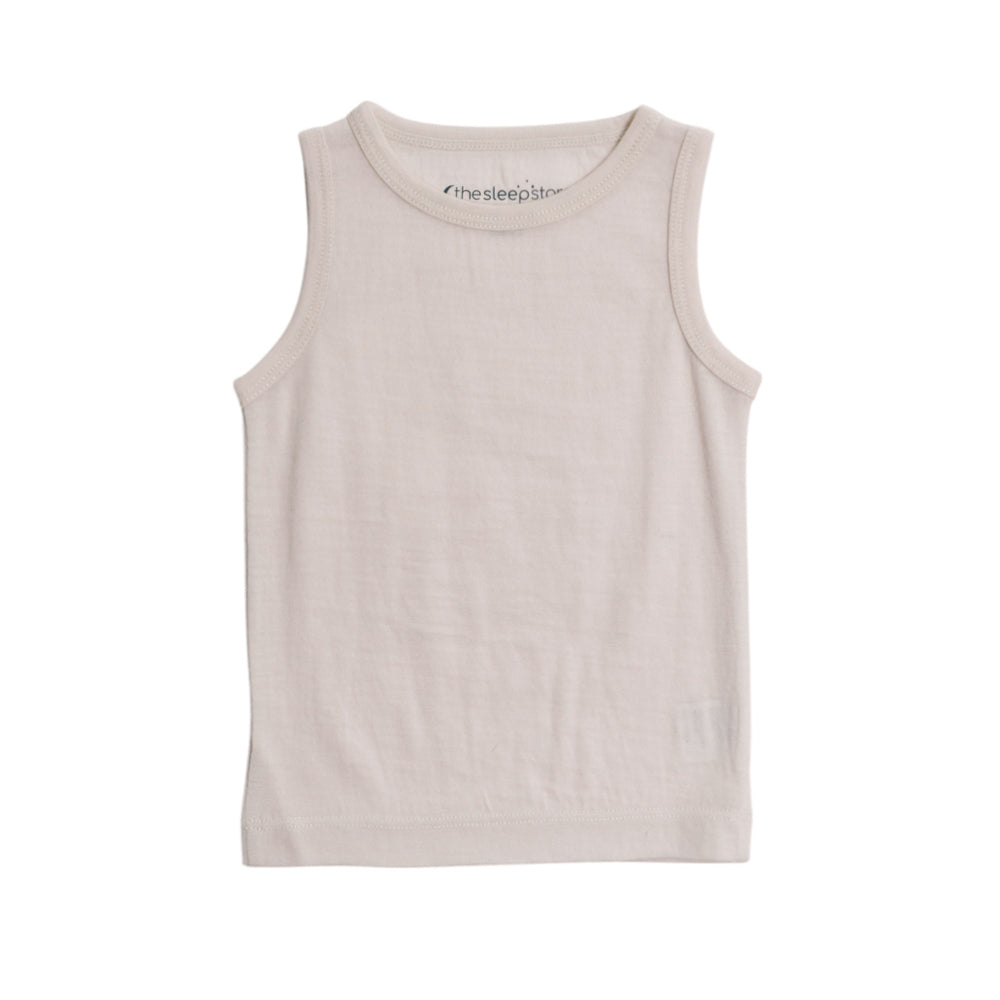 Cream Merino Baby Singlet on a white background