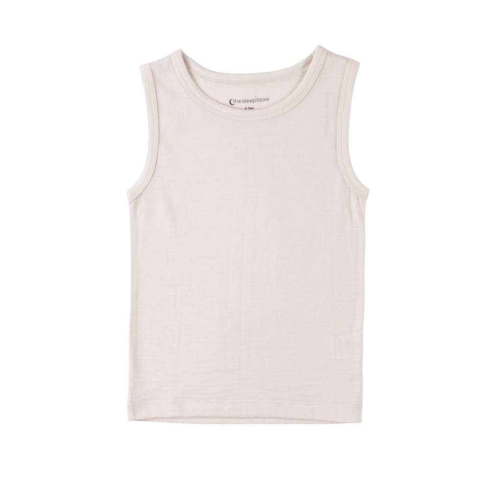 White Merino Singlet on a white background