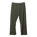 Adult olive green merino lounge pants on a white background