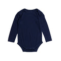 Navy merino long sleeve bodysuit on a white background