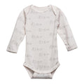 Cream with elephant print merino long sleeve bodysuit on a white background