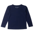 Navy Merino Long Sleeve Top on a white background
