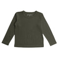 Olive Green Merino Long Sleeve Top on a white background