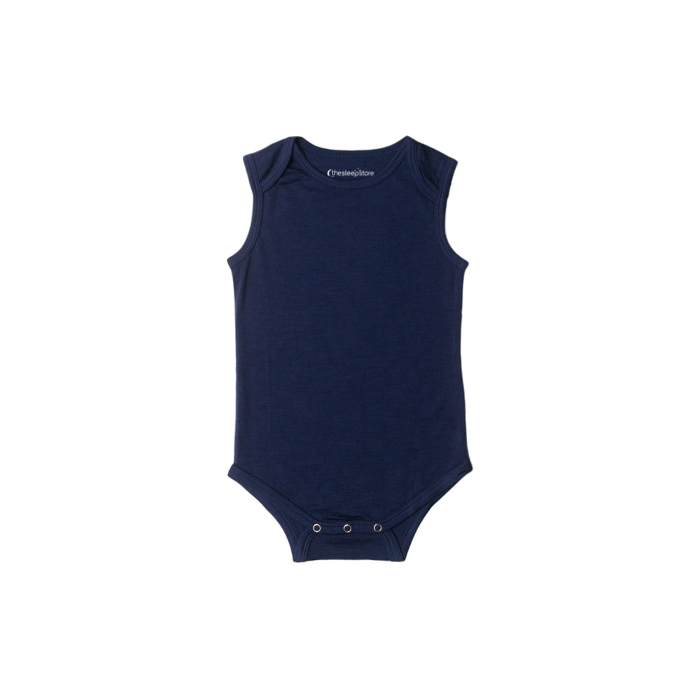 Navy Merino Singletsuit on a white background