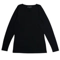 A black long-sleeve crewneck, laid flat against a white background.