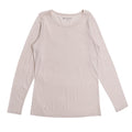 A white long-sleeve crewneck shirt, laid flat against a white background.
