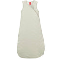 A sleeveless sleep sack in a light sage green color with a subtle horizontal textured stripe pattern, shown flat against a white background.