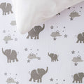 Grey Elephant fitted sheet on white background