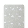 Cloud patterned fitted sheet on white background
