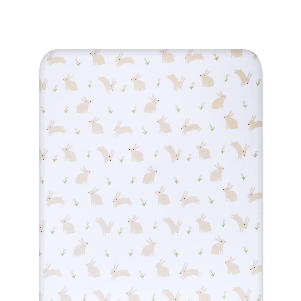 Milk Bunny fitted sheet on white background