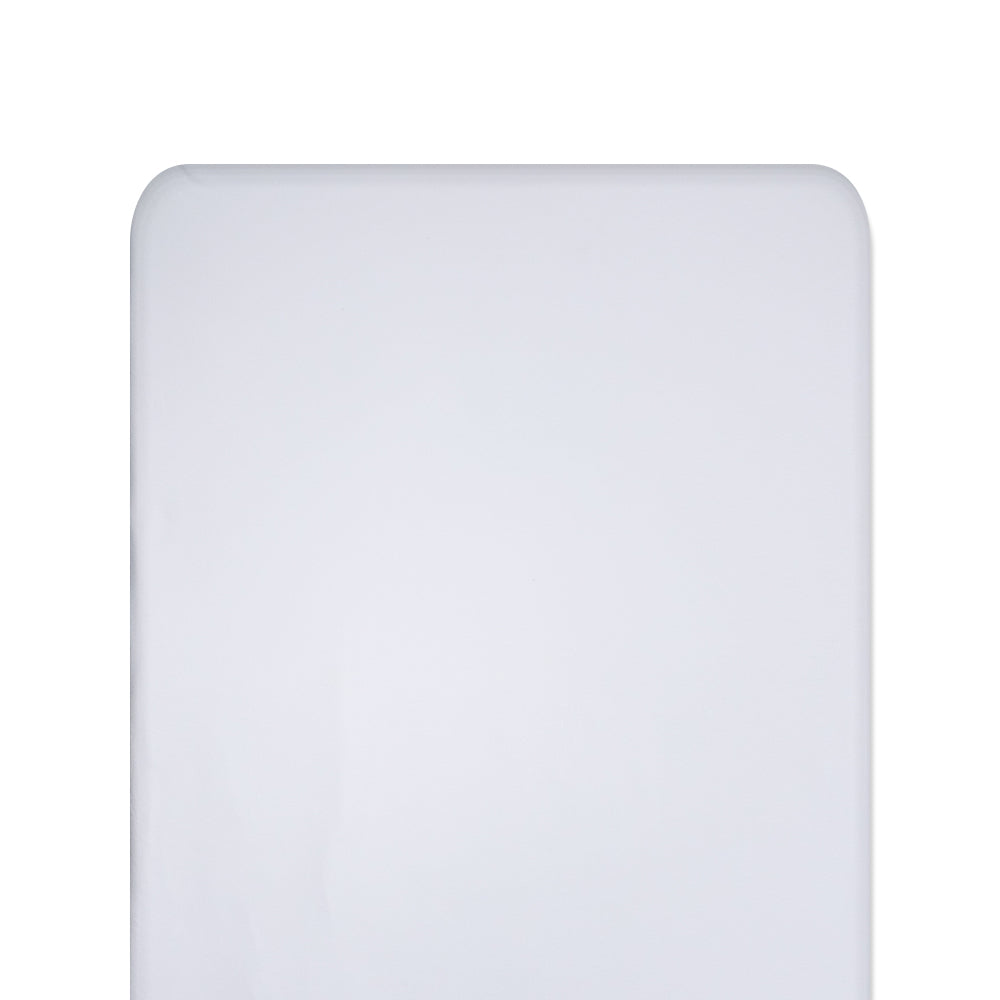 White fitted sheet on white background