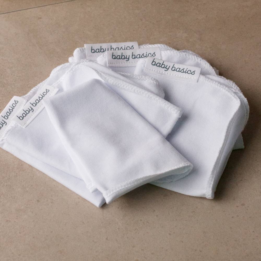 Basics Jersey Face Cloths 6pk - White