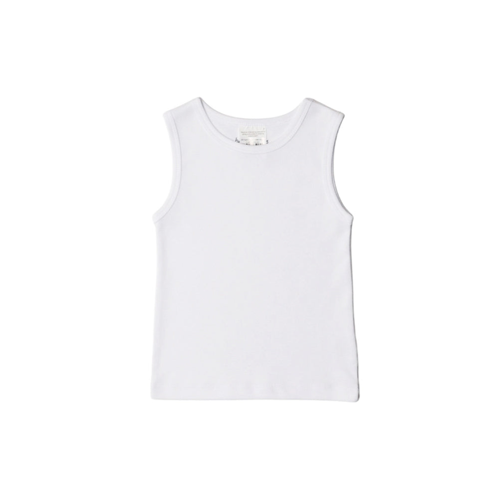 White cotton tank top singlet on a white background