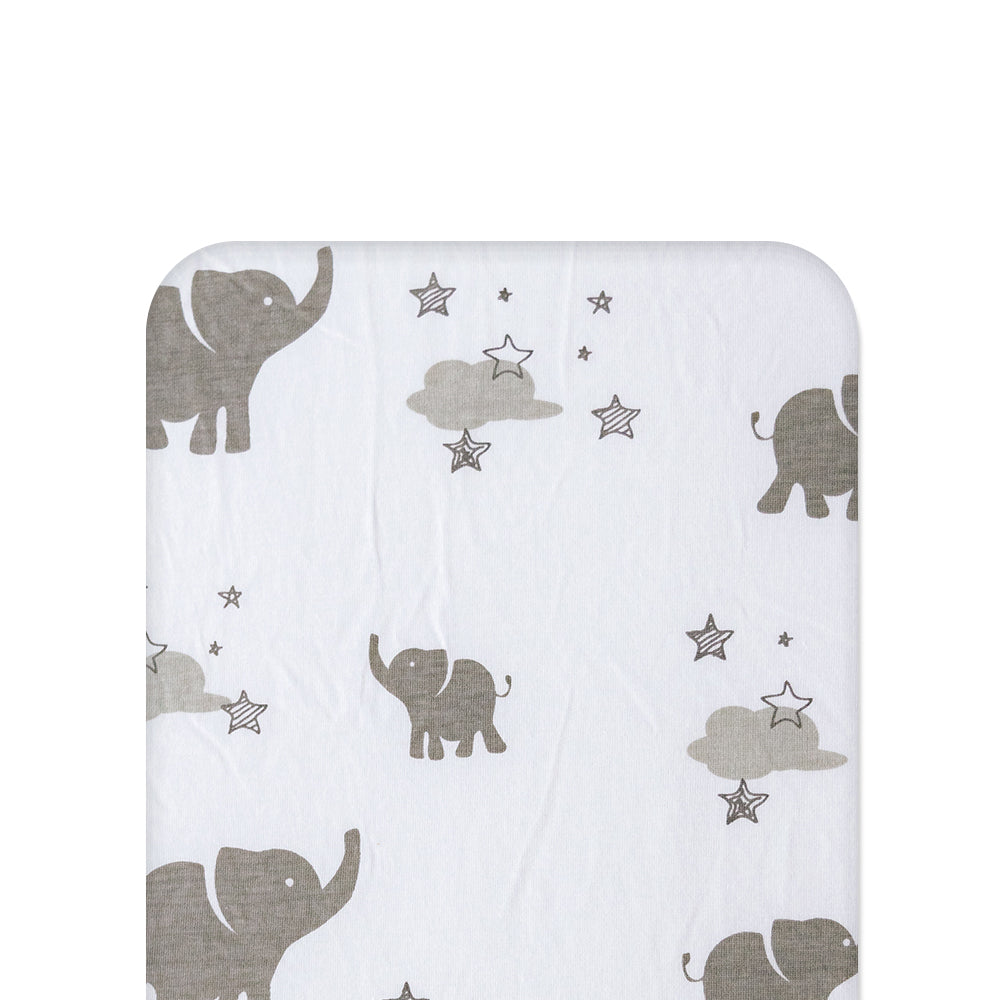 Grey Elephant fitted sheet on white background