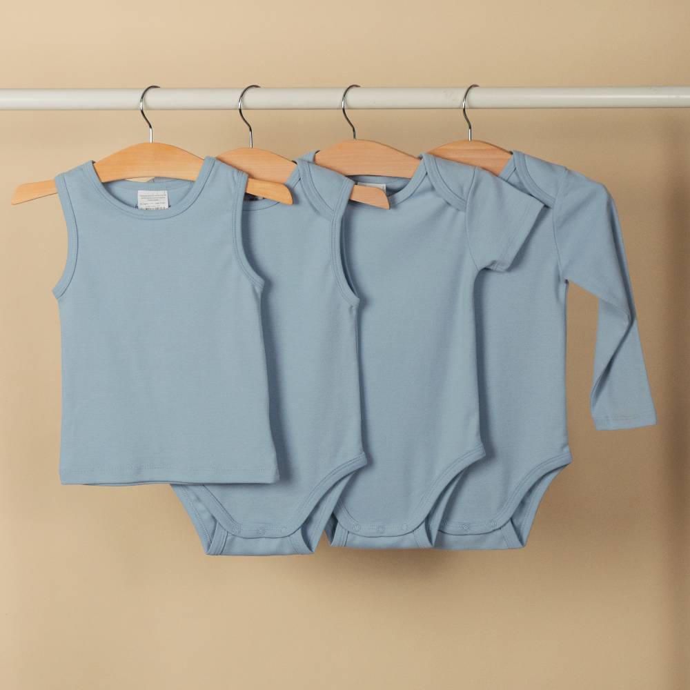 Basics Cotton Long Sleeve Bodysuit - Blue
