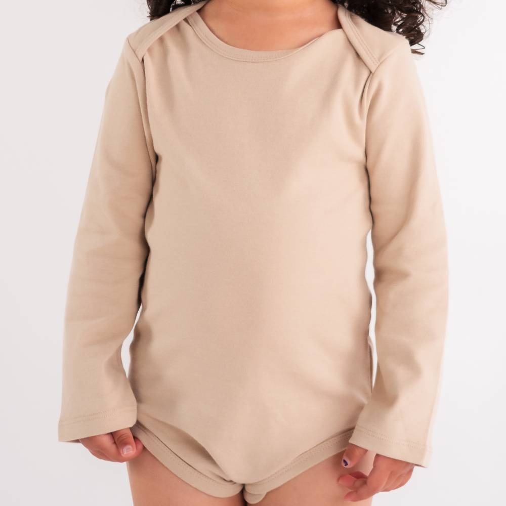 Basics Cotton Long Sleeve Bodysuit - Sand