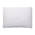 White pillow with terry pillow protector on a white background