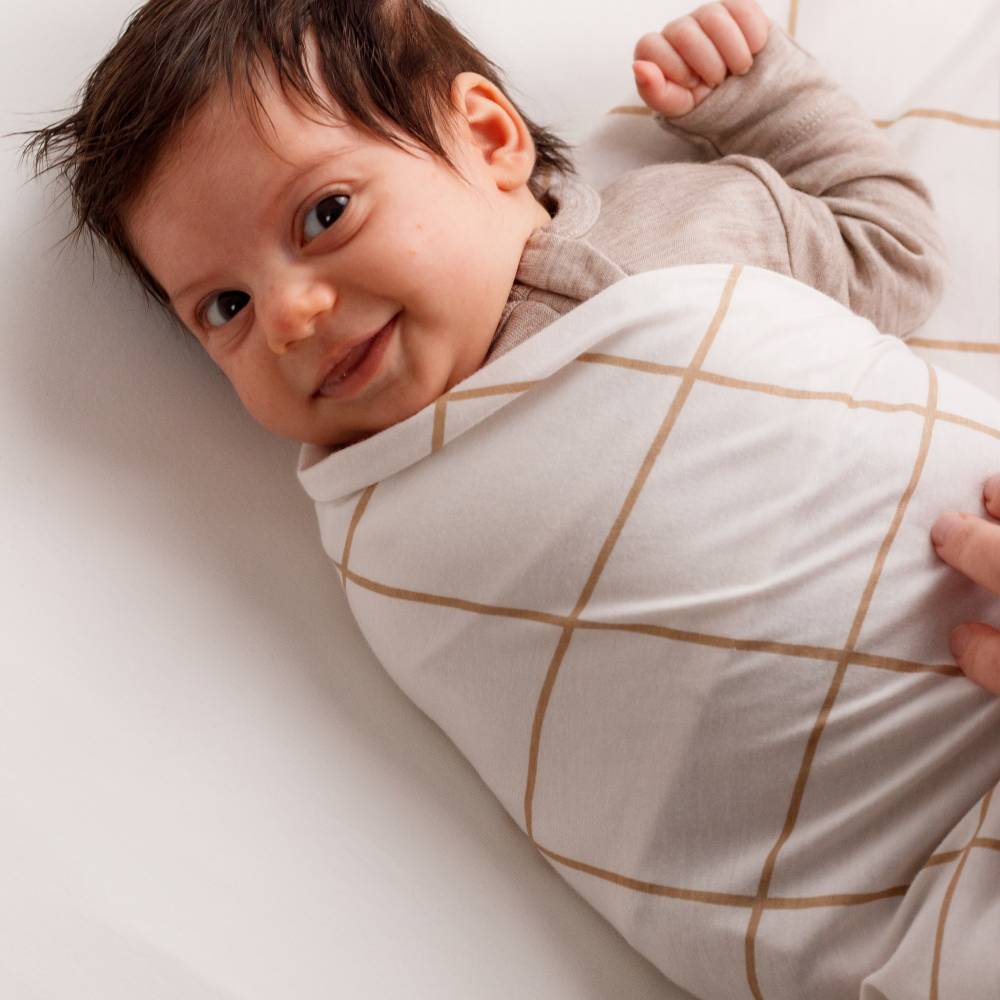Basics Stretch Swaddle - Tan Checkerboard