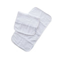 White baby burp cloth 2 pack on a white background