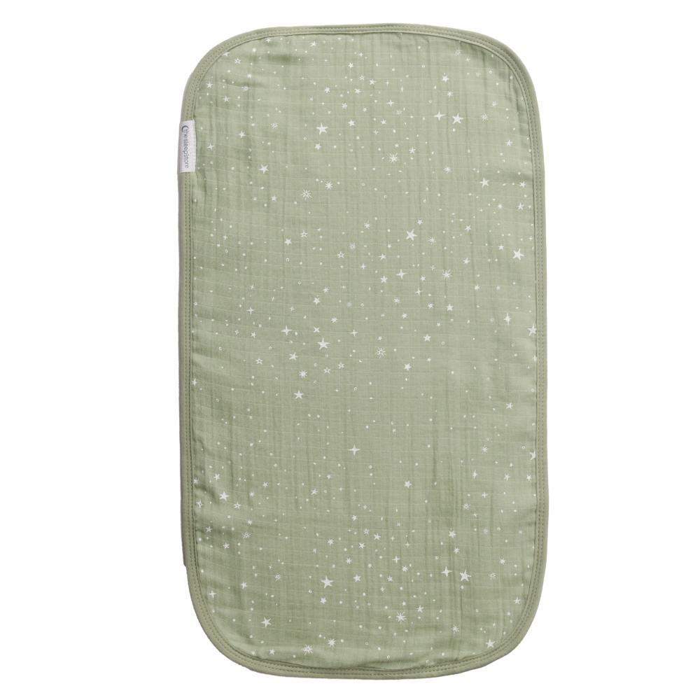 Burp Cloth with a Sage Green with white star pattern on a white background