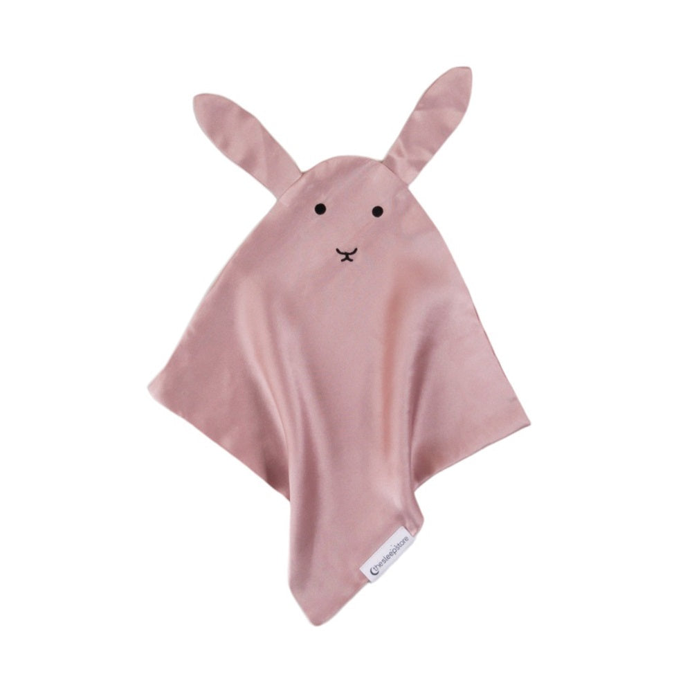 Pink Silk Bunny Comforter on white background