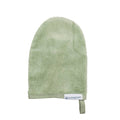 Green washcleaning mitt on a white background