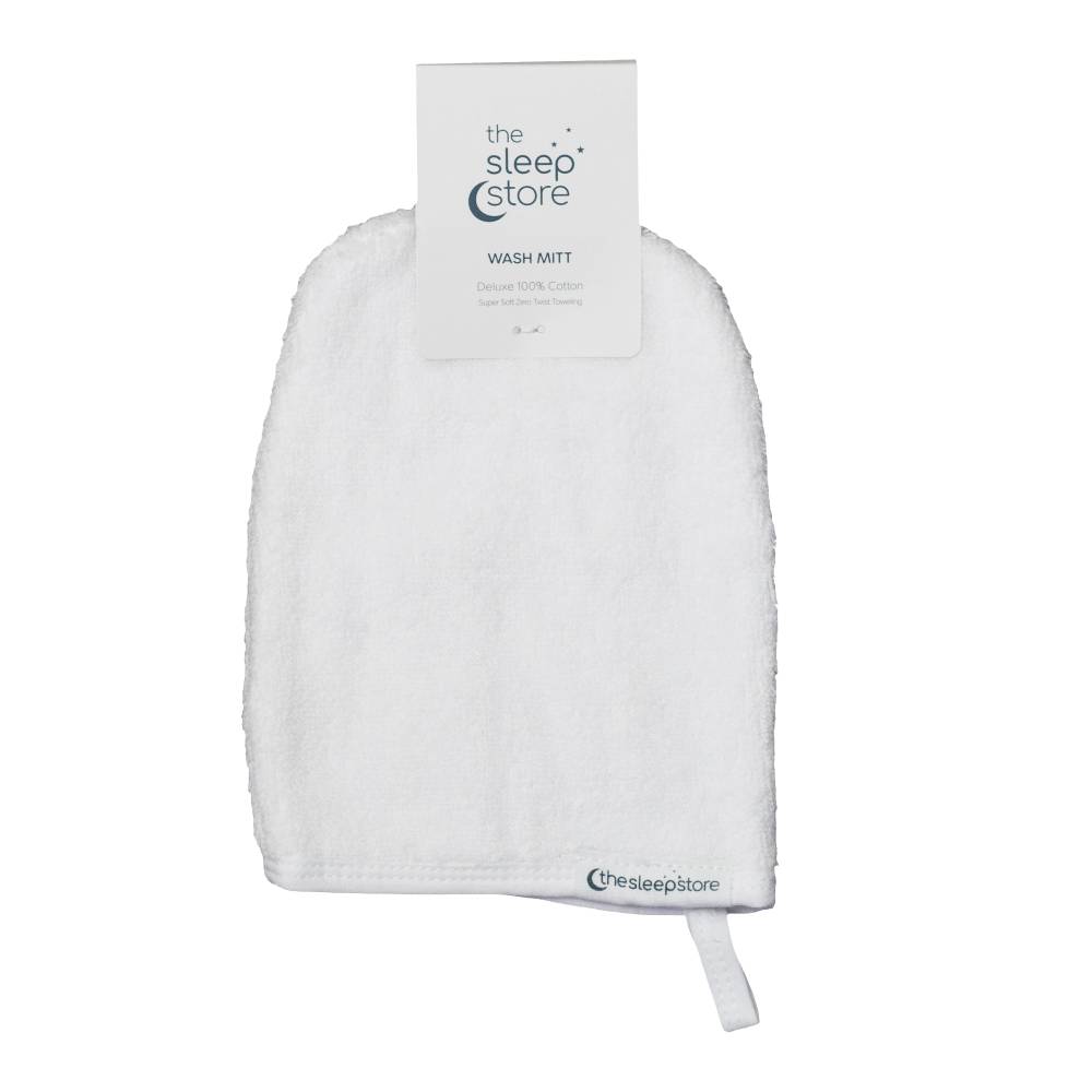 White wash mitt with packaging on a white background