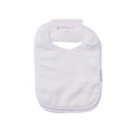 2-pack of White cotton terry classic style bibs with The Sleep Store branding on a white background