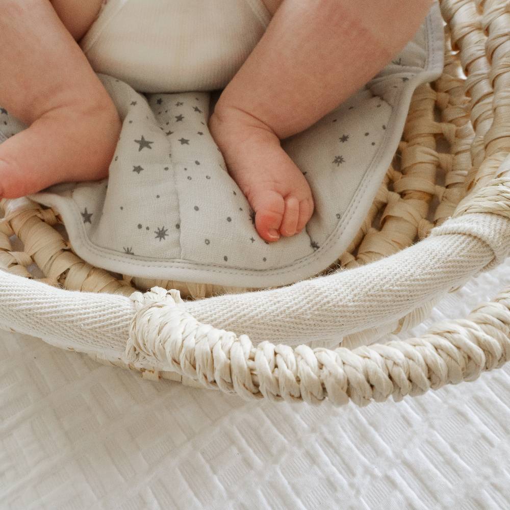 Quilted Change Basket Pad - Dove Stars