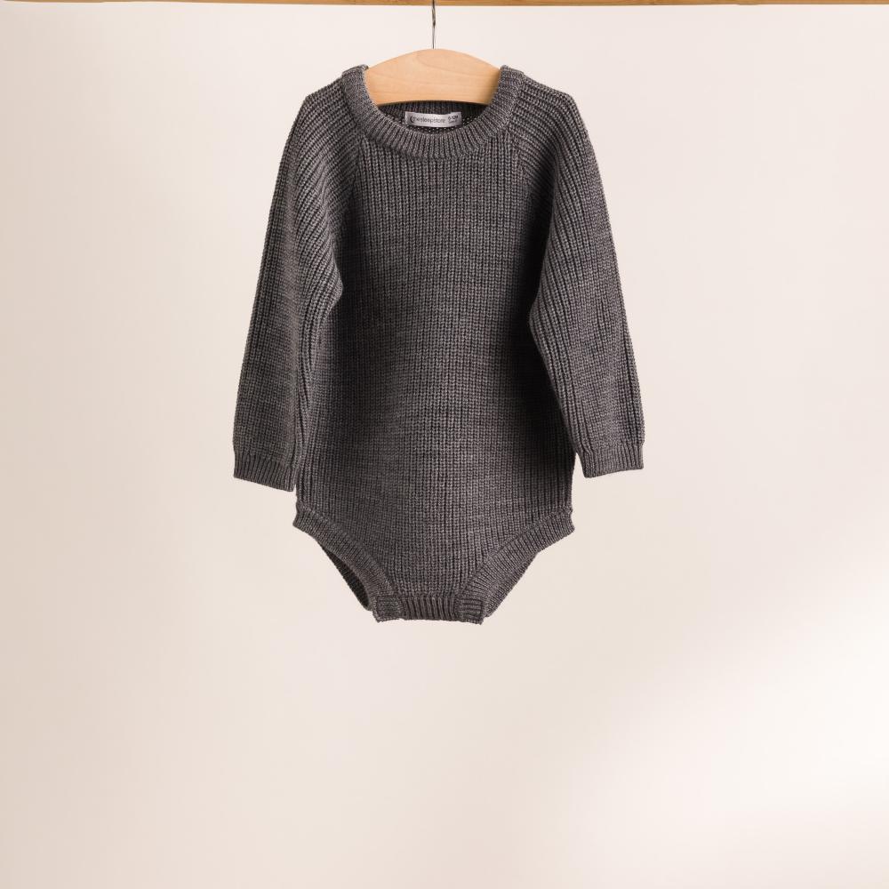 Merino Knit Bubblesuit - Grey Marl