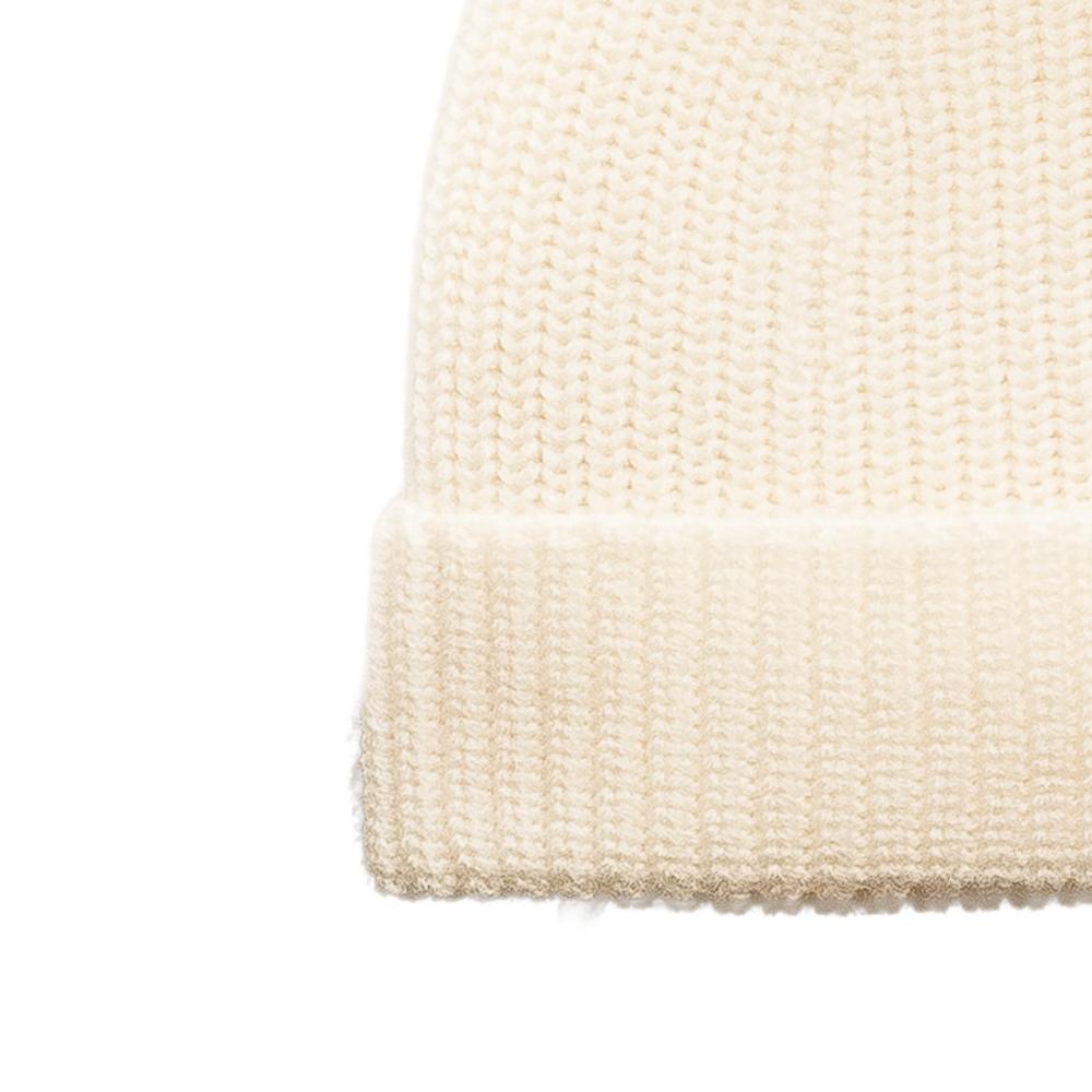 Merino Knit Pompom Beanie - Natural