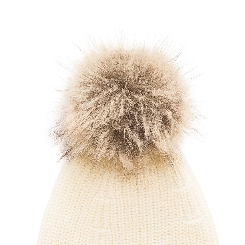 Merino Knit Pompom Beanie - Natural