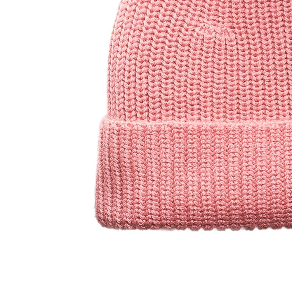 Merino Knit Pompom Beanie - Pink