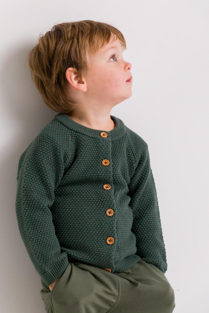 Merino Knit Cardigan - Dark Green